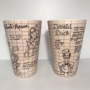 2 - Disney Sketchbook Donald Duck & Minnie Mouse Tumblers Cream & Black 5" Tall